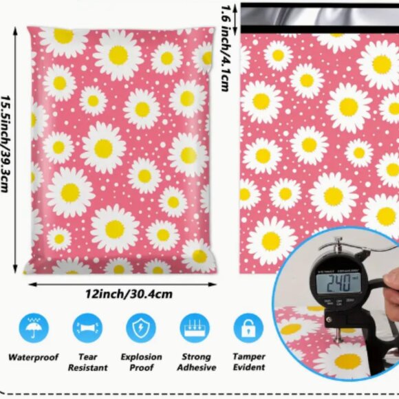 25-pack 12"x15.5" Daisy poly mailers - Picture 1 of 3